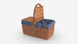 Empty picnic wicker basket food, basket, picnic, handmade, wicker, lunch, handcraft, straw, 3d, pbr, wood, container