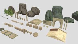 Ancient Temple Modular Kit kit, greek, ancient, roman, nature, slab, stone, rock, modular, temple, noai