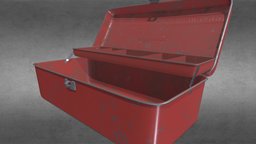 Metalic fishing tackle box red, fishing, vintage, painted, gameprop, union, mecanic, old, hobby, scratched, metallic, uvmapped, eroded, substancepainter, photoshop, 3dsmax, pbr, lowpoly, gameart, gameasset, usa, free, animated, download, rigged, gameready, steel, made_in_usa