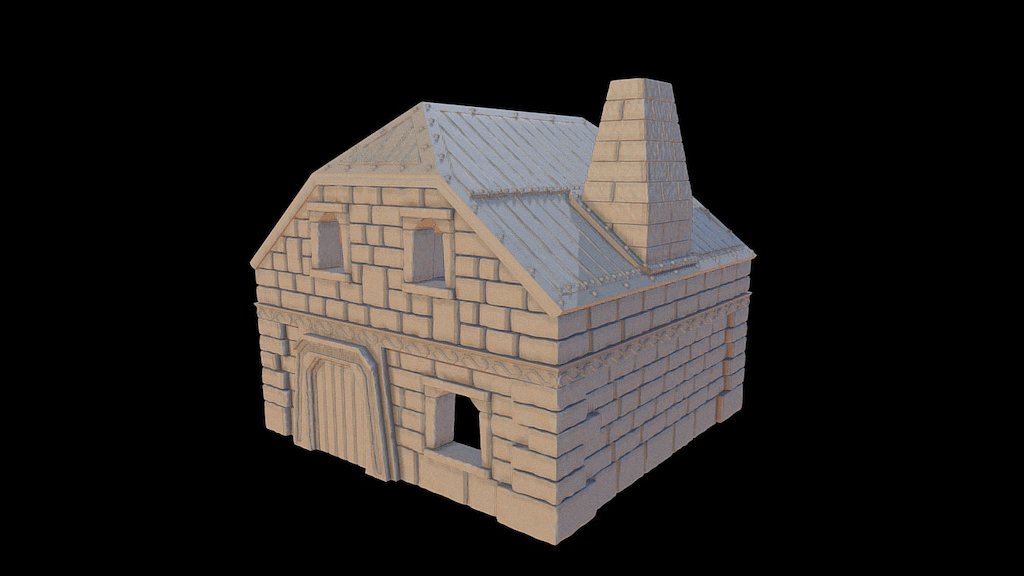 Designed to be 3d printed in home PLA 3d printers (12 x 12 cm) - WIP Dwarf house 28mm wargames - 3D model by ngauge.es 3d model