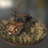 Subaru360 tree, scene, wind, grass, subaru, 360, rust, rusty, old, blender, blender3d, car