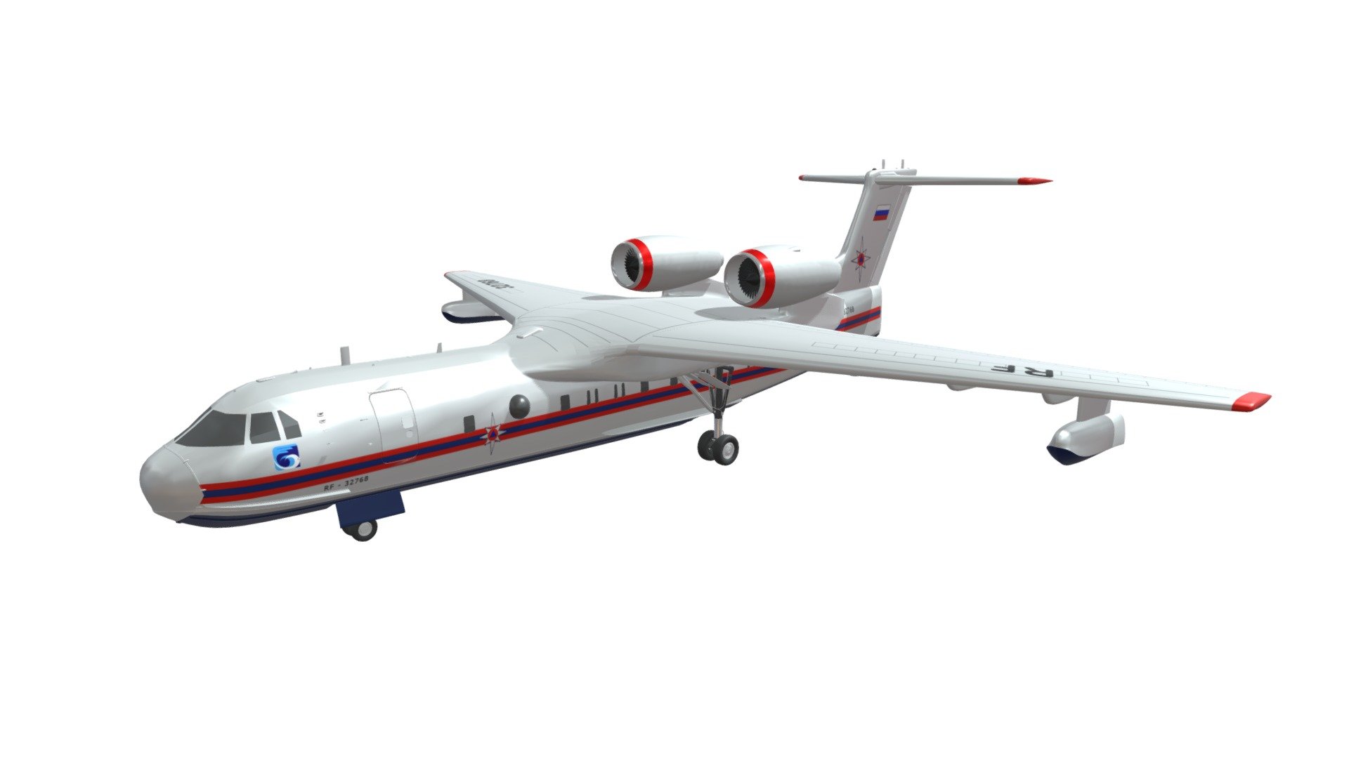 Detailed 3d model of Beriev Be-200 Altair, the Russia multipurpose amphibious aircraft 3d model