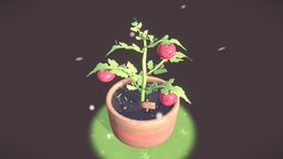 Cute Tomato Plant plant, garden, b3d, tomato, blender, blender3d