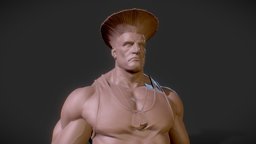 Guile Bust sculpt, streetfighter, guile, character, 3d, bust, zbrush