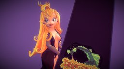 Princess Daphne b3d, pinup, lair, daphne, ztitus, cartoon, blender, dragon