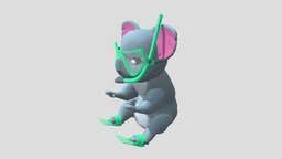 Cartoon-style Scuba Koala cute, goggles, scuba, lo-poly, game-ready, swimming, koala, snorkel, cel-shaded, flippers, low-poly, cartoon, swim-gear, cel-shaded-material, 2k-texture, noai