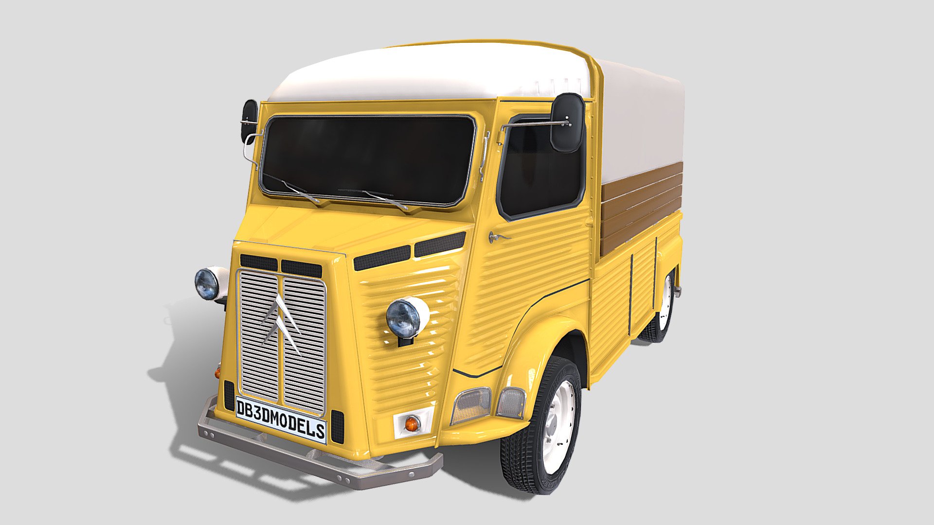 Highly detailed Citroen HY 3D model rendered with Cycles in Blender, as per seen on attached images.

The model is very intricately built, with a simple underbody built as well. 

The 3d model is scaled to original size in Blender.

File formats:

-.blend, rendered with cycles, as seen in the images;

-.obj, with materials applied;

-.dae, with materials applied;

-.fbx, with materials applied;

-.stl;

Files come named appropriately and split by file format.

3D Software:

The 3D model was originally created in Blender 3.1 and rendered with Cycles.

Materials and textures:

The models have materials applied in all formats, and are ready to import and render, note that some minimal adjustments might be needed to look best in the renderer of choice.

The models come with png textures.

Preview scenes: - Citroen HY Pick Up v1 - Buy Royalty Free 3D model by dragosburian 3d model