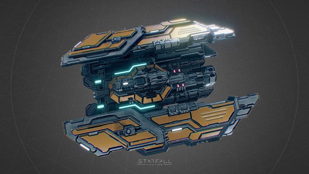 In-game model of a larger medium spaceship belonging to the Eclipse faction.
Learn more about the game at http://starfalltactics.com/ - Starfall Tactics — Paragon Eclipse battleship - 3D model by Snowforged Entertainment (@snowforged) 3d model