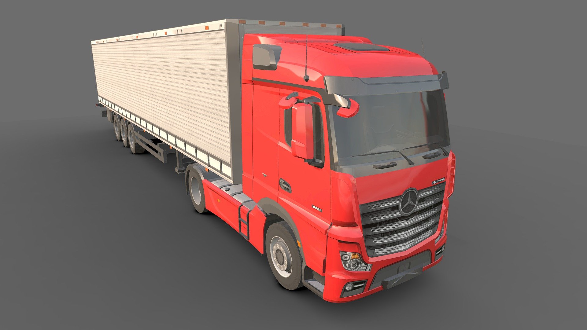 Mercedes Actros StreamSpase

Low-poly

Average poly count : 40,000

Average number of vertices : 30,000

Textures : 4096 / 2048

Formats .( FBX , OBJ , 3D MAX ).

High quality texture.

Isolated parts (Door, steering wheel, wheels, body).

Its dashboard is simple.

You can use this model in all games 3d model