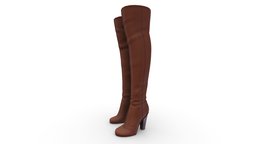 Female High Heels Thigh Boots leather, high, , heel, fashion, girls, brown, shoes, boots, thigh, heels, womens, suede, thick, pbr, low, poly, female
