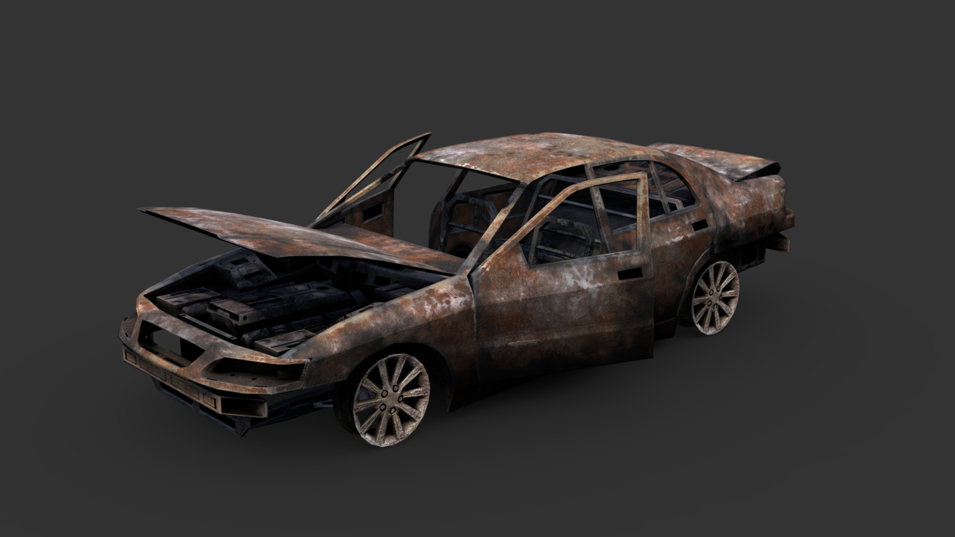 Another attempt at getting a burned-out car to look right, I feel like I'm getting closer.

Made in 3DSMax and Substance Painter - Burned Car - 3D model by Renafox (@kryik1023) 3d model