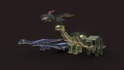 Dinosaurs 4 dinosaurs, lowpolymodel, blockbench, minecraft, 3d, art, lowpoly, model, animal, 3dmodel, pixel, pixelart