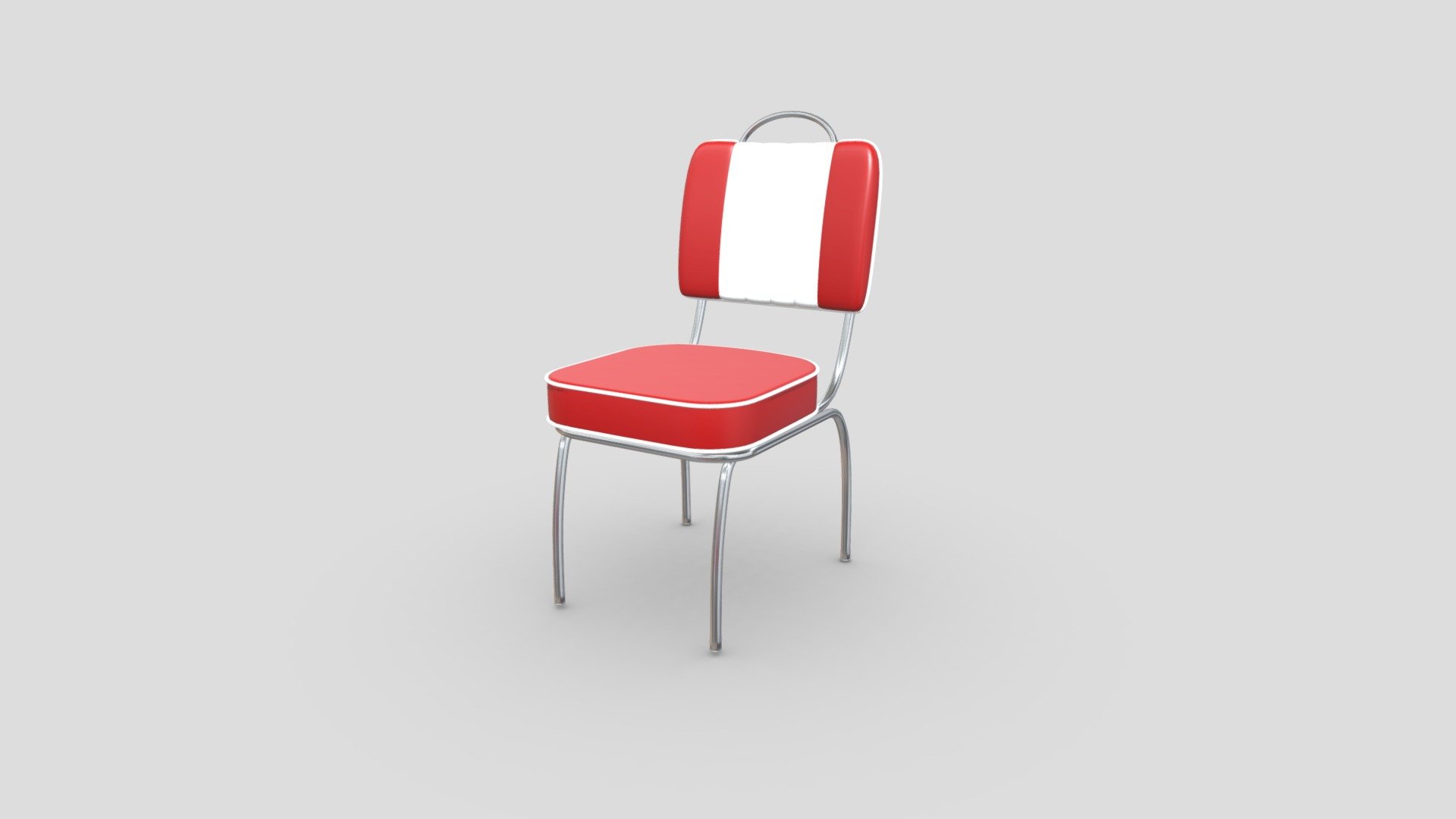 Retro chair 3D model that I made using Blender. This model uses plastic materials for the seat, a grooved backrest with a white stripe in the center, and white lining around the edges. It also has metal legs and seat supports as well as a metal handle connected to the backrest. This model uses PBR textures that have been baked into one PBR material.

Features:




Includes 1 retro chair 3D model

Made using 2K PBR textures in PNG format and uses the metalness workflow

Model has been manually UV unwrapped

Blend file has pre-applied materials/textures with camera and lighting setups 

Model exported in FBX, OBJ, GLTF/GLB, DAE/Collada file formats 

Includes GLTF file type instructions and help document 

Includes rendered images, wireframes, and extras

Included Textures:




AO, Diffuse, Roughness, Gloss, Metallic

UVLayout

The source file is uploaded in FBX format and is used for demonstration. In the additional file you will find all model exports and the textures that go along with them 3d model
