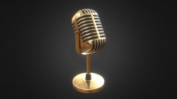 Vintage Golden Microphone vintage, mic, microphone, substancepainter, substance, painter, 3dsmax
