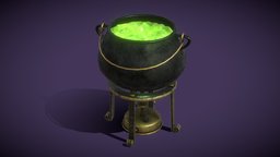 Animated Witch’s Cauldron wizard, prop, spell, witchcraft, potion, boil, cauldron-witch, low-poly, lowpoly, cauldron, witch, fantasy, halloween, magic, cauldronwitch