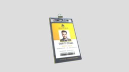 Chest Pinned Corporate ID Badge tag, chest, card, name, badge, corporate, id, hung, pinned, visitors, pbr, low, poly