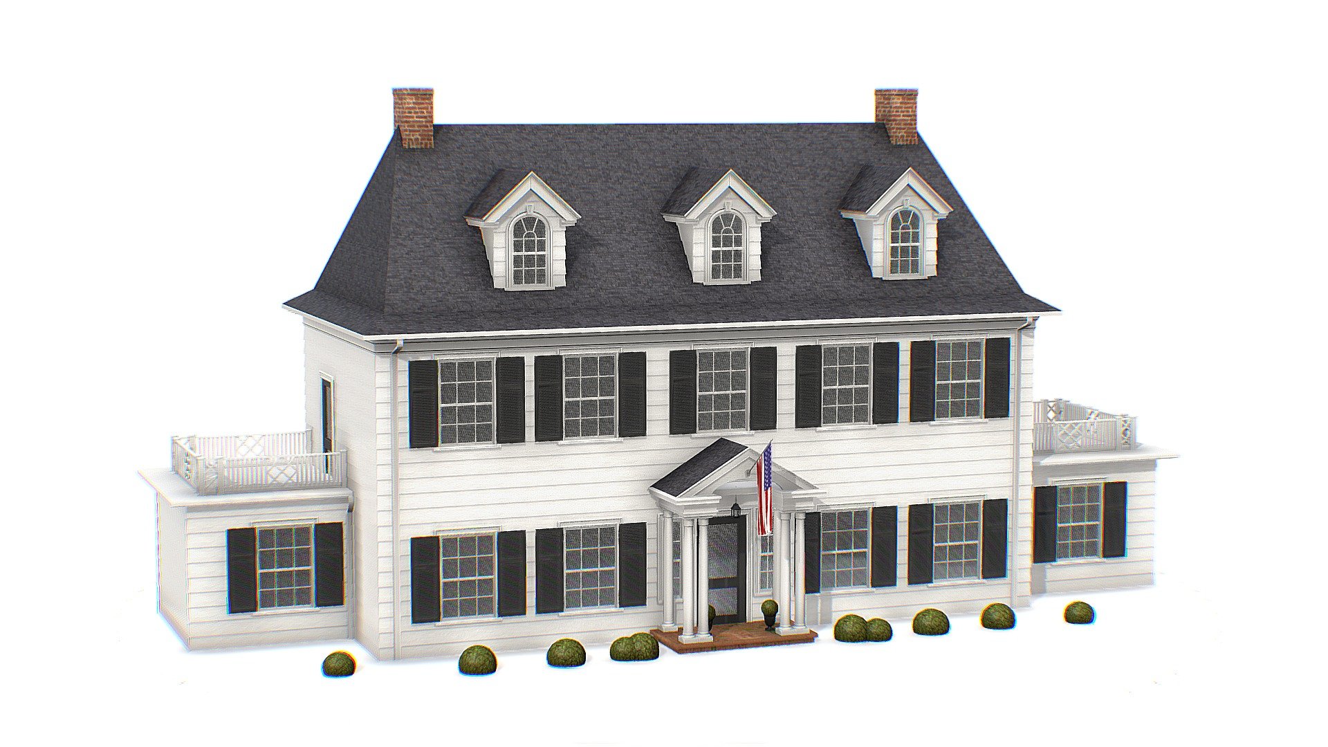 Classical American Colonial Photorealistic Building - Classic American Colonial House - Buy Royalty Free 3D model by Omni Studio 3D (@omny3d) 3d model