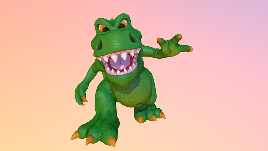 Mr. Hungry the Dino, a character model for a small Unity game project called “Don’t Get ‘et” where you try to navigate a small area without this monster hunting you down and eating you 3d model