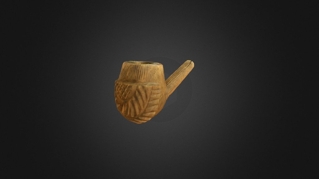 Hand-carved wooden pipe excavated from the Steamboat Bertrand in 1969.  Images courtesy DeSoto National Wildlife Refuge 3d model