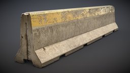 Concrete Barrier 12 road, unreal, concrete, barrier, postapocalyptic, damaged, old, postapo, unity, pbr