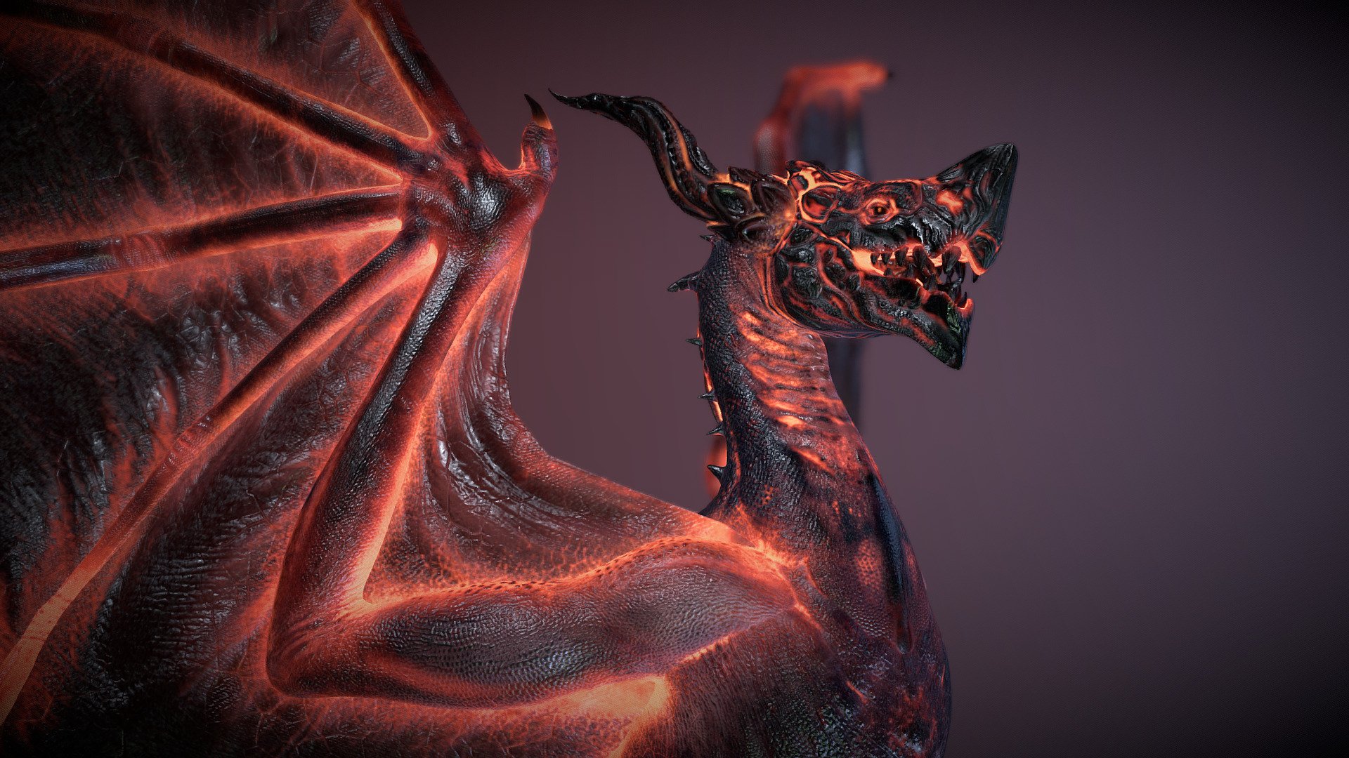This is a fire dragon concept. At first it was a concept of only the head, then I decided to make the body of a dragon. I did sculpting in ZBrush, texturing in the program Substance Painter. This is the first time I’ve been making fiery material, but it ended up pretty good 3d model