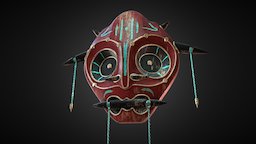 Decorative Tribal Mask tribal, paint, masks, mask, runes, chalk, symbols, substancepainter, substance, wood, magic