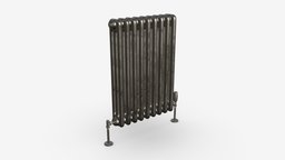 Horizontal column bare radiator 03 bar, system, heat, column, hot, radiator, central, thermal, warm, thermostat, temperature, 3d, pbr, technology