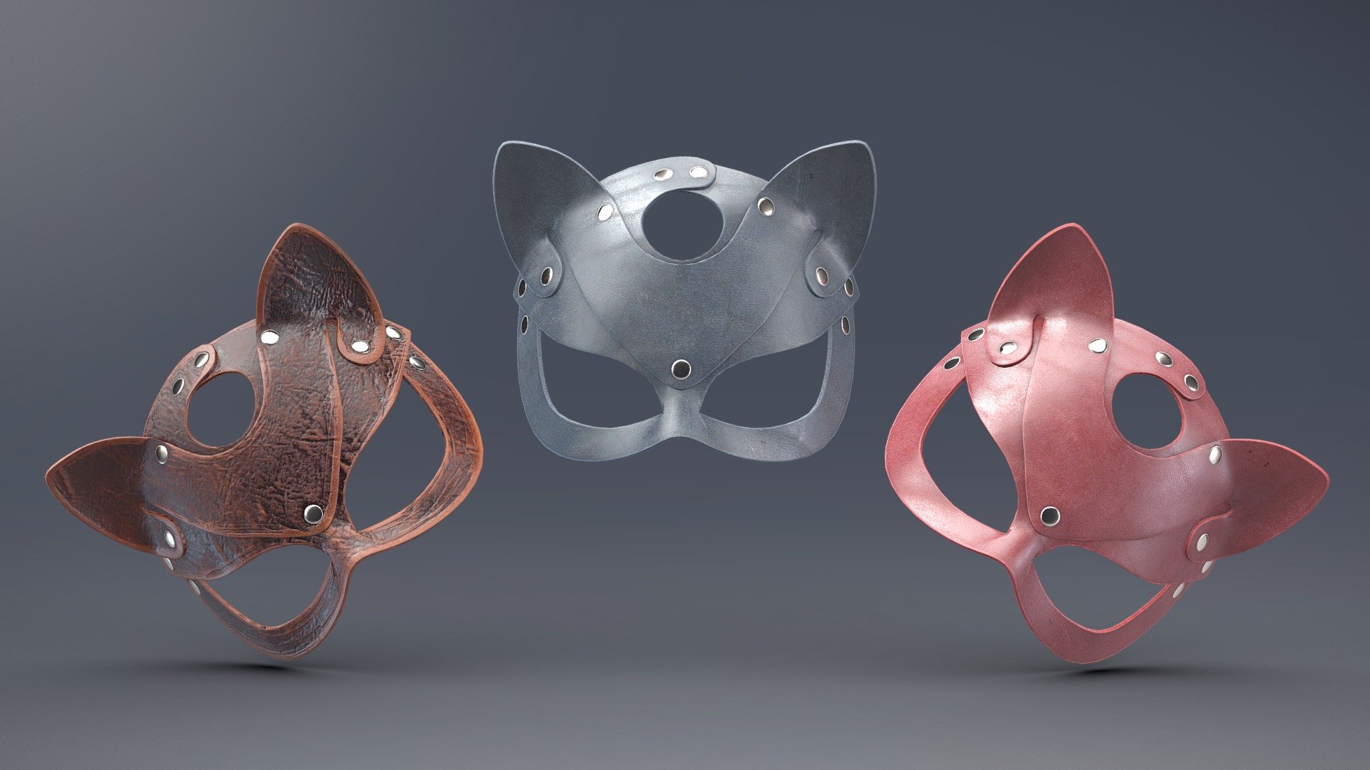 Leather cat masks - meow!
&hellip;with great attention to detail and rendering.

Comes with Unity &amp; Unreal Engine 4 prepared texture sets!

What do you get?

Models:




Leather cat mask high-poly file (.fbx, .obj)

Leather cat mask low-poly file (.fbx, .obj) - 3596 tris only!

Unity Standard Shader textures :

All versions included!




Albedo 2048x2048

Normal 2048x2048

Specular 2048x2048

Ambient Oclussion 2048x2048

UE4 textures :

All versions included!




Albedo 2048x2048

Normal 2048x2048

RMA (Rougness, Metalness, Ambient Oclussion - channel packed texture) 2048x2048



Feel free to contact me via PM. Happy shopping, .MG


VR / AR / Low-poly / Game ready / leather mask / cat / bdsm / xxx 3D model - Leather cat mask - PBR VR Game Ready - Buy Royalty Free 3D model by miloszgierczak 3d model