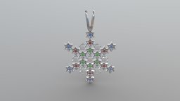 JVJEWEL-Circular Stars Pendant ruby, jewel, luxury, jewelry, pendant, alps, silver, star, 3d-model, zirconia, spinel