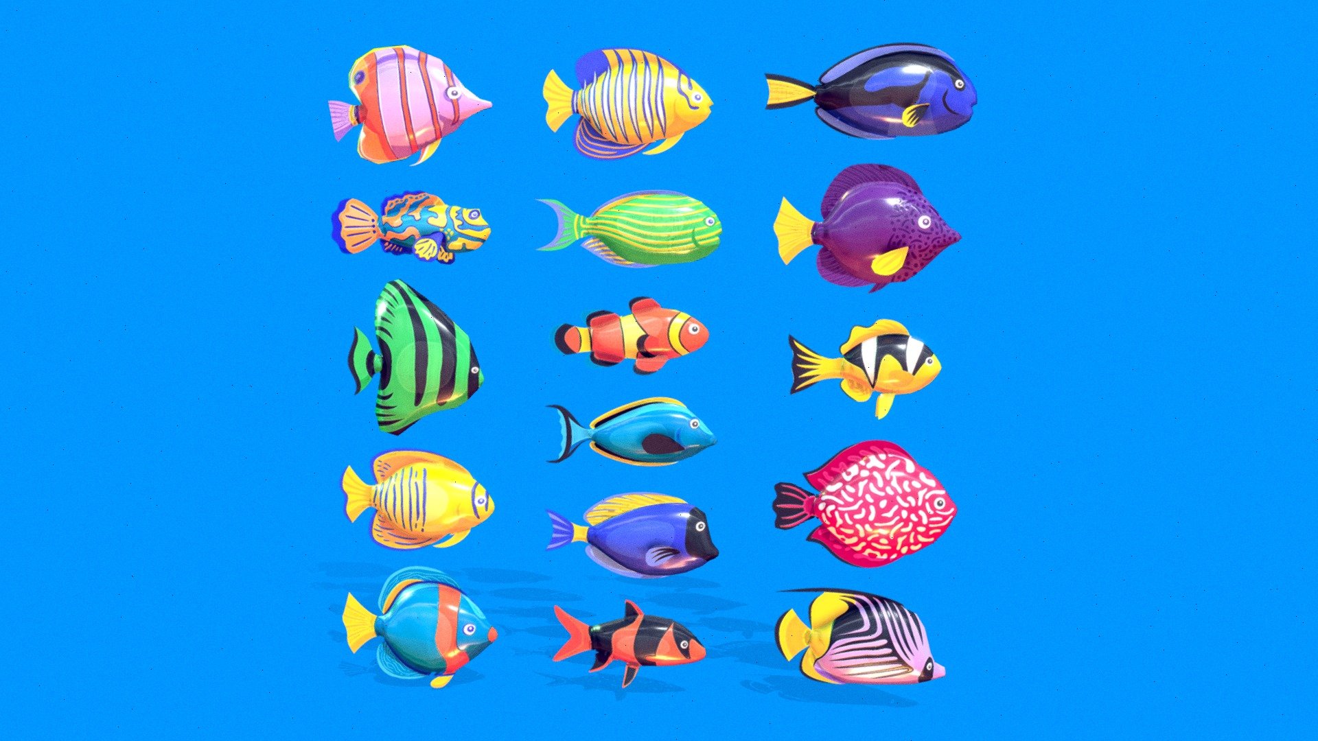 Lowpoly Fish Toon Pack

This pack is modeled and textured in Blender.  Feel free to use it in anyway you like. If you love this model you can give it a like or comment or maybe a follow? let’s be friends ^_^, you can also visit my profile for more free stuff or if you want to support me you can buy some of my paid asset. I hope you have a great day 3d model