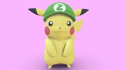 Pikachu 3D (Pokémon) hat, pokemon, pikachu, nintendo, luigi, yellow