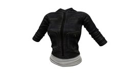 Female Closed Front Black Leather Jacket Tshirt leather, white, tshirt, shirt, front, fashion, urban, t, girls, clothes, closed, biker, dirty, rider, casual, womens, under, wear, pbr, low, poly, female, street, black