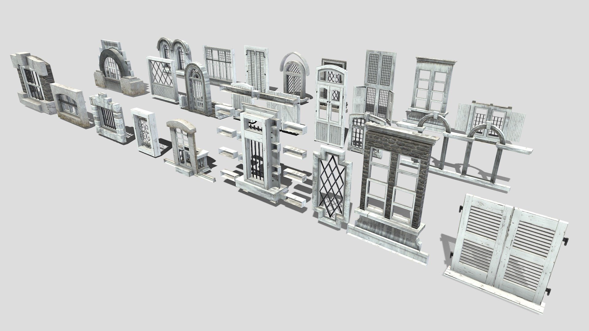Collection of low poly models created with Maya - Windows - Buy Royalty Free 3D model by studio lab (@leonlabyk) 3d model