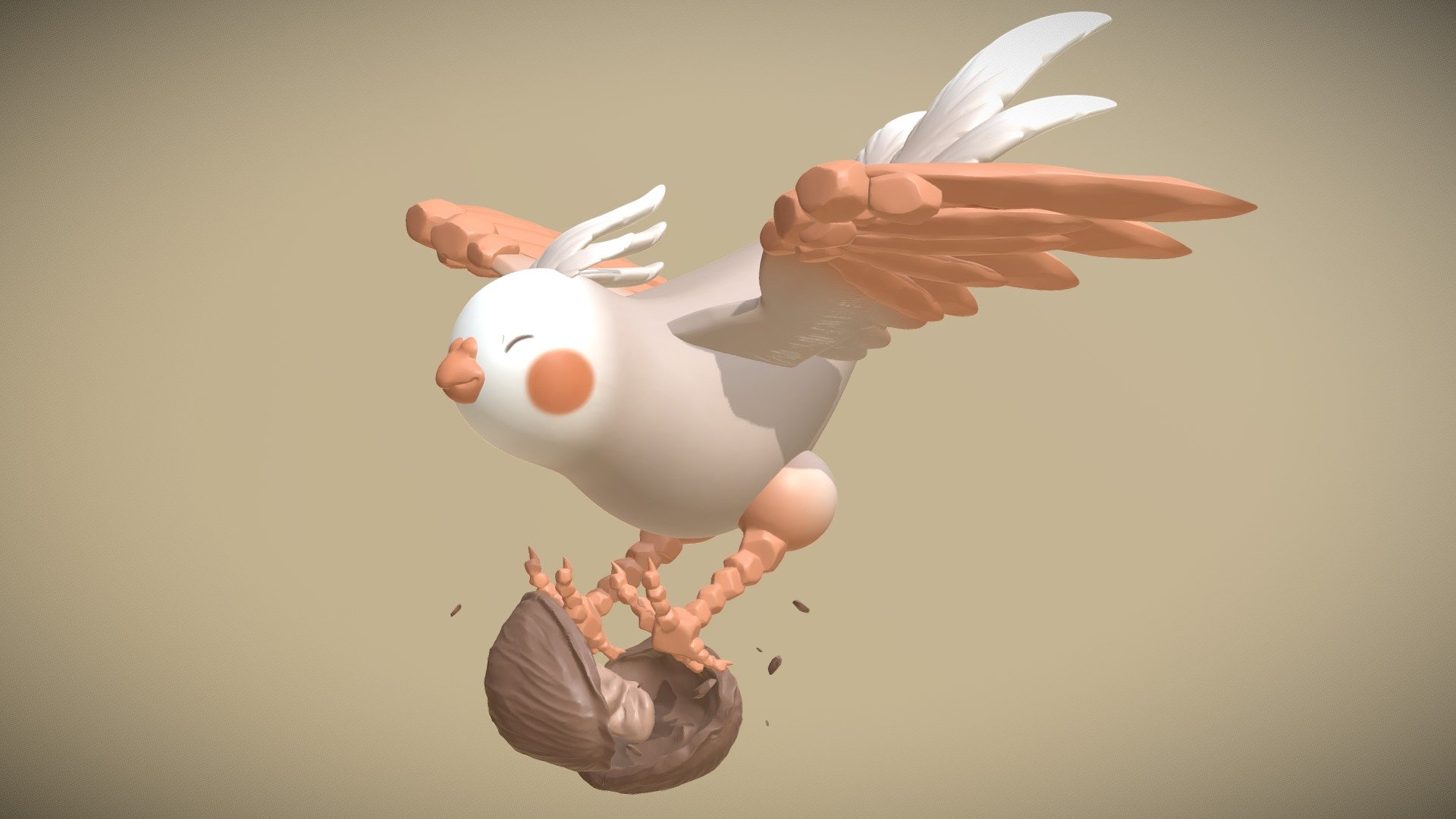 He's here to protect his nest and use his powers for good! Or maybe for just smashing open nuts&hellip; probably just smashing open nuts. 

I'd like to present the super Rockatiel for the Super Pets Challenge! He is a fun loving and sweet cockatiel who has the ability to morph into tough rocks! This is him mid-transition to his super state!

Sculpted and polypainted in Zbrushcore 3d model