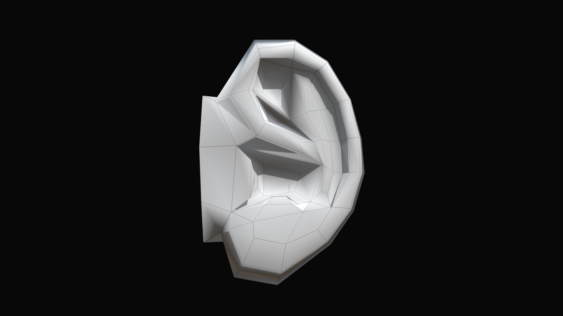 Lowpolly structure of a human ear 3d model