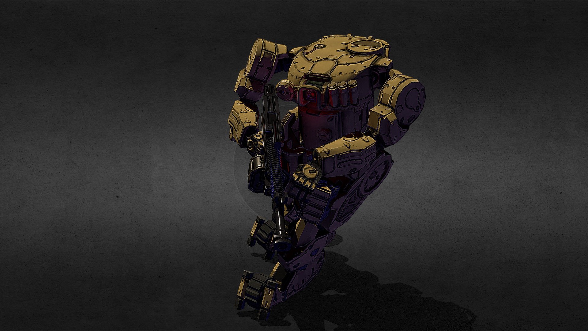 Low poly model of a mech that will be featuring in my game demo/prototype 3d model