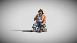 Old fisherman 3d scan marine, statue, old, fisher, photogrammetry, 3dscan, man