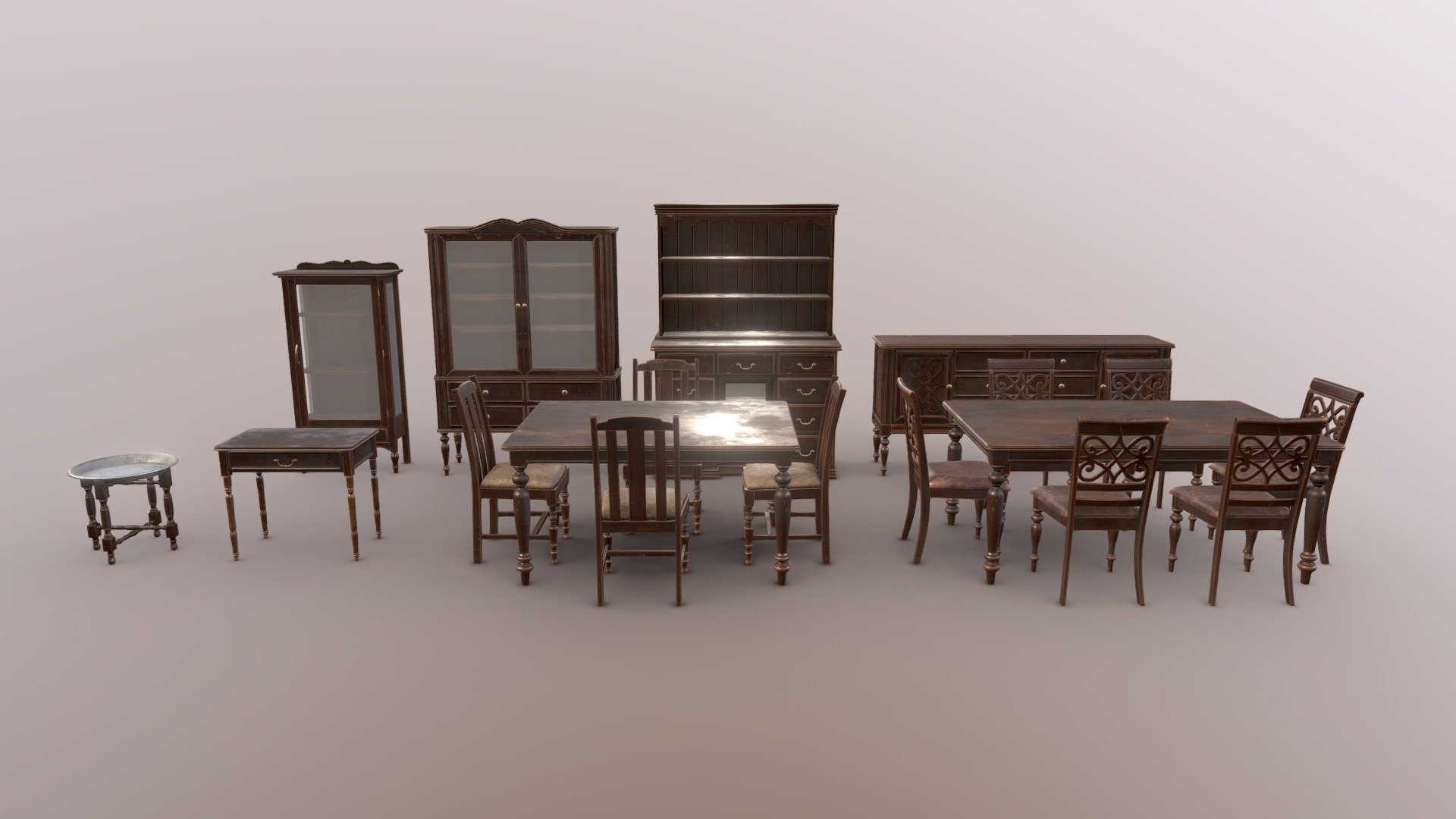 Personal work (3dsMax, Substance Painter, Photoshop)

These models are part of current Blockchain Game in development: Goldfever

Gold Fever - Have fun and earn with our gold rush simulation &hellip;
https://goldfever.io - Antique Dinning Room Furniture - 3D model by Xorxe 3d model
