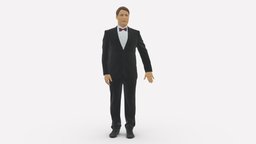Man In Black Evening Suit 0669 suit, style, people, clothes, miniatures, realistic, evening, character, 3dprint, model, man, human, male, black