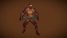 Stylized Human Male Newbie Thief(Outfit) armor, rpg, humanoid, leather, ranger, mmo, thief, rts, fbx, outfit, moba, knife, character, handpainted, pbr, lowpoly, animation, stylized, fantasy, human, dagger