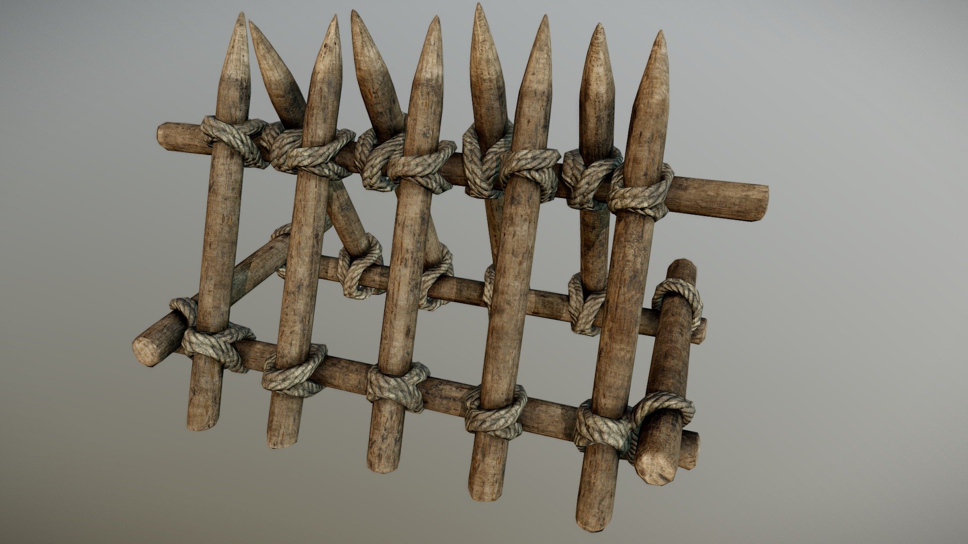 Wooden Barricade Defense PBR

Very Detailed Low Poly Wooden Barricade Defense Obstacle with High-Quality PBR Texturing

Fits perfect for any PBR game Environment.

Created using 3DSMAX, Zbrush and Substance Painter.

Standard Textures
Base Color, Metallic, Roughness, Height, AO, Normal, Maps

Unreal 4 Textures
Base Color, Normal, OcclusionRoughnessMetallic

Unity 5/2017 Textures
Albedo, SpecularSmoothness, Normal, and AO Maps

4096x4096 TGA Textures

Please Note, this PBR Textures Only. 

Low Poly Triangles 

11540 Tris
5702 Verts

File Formats :

.Max2018
.Max2017
.Max2016
.Max2015
.FBX
.OBJ
.3DS
.DAE - Wooden Barricade Defense PBR - Buy Royalty Free 3D model by GamePoly (@triix3d) 3d model
