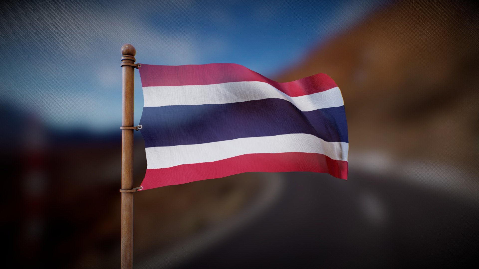 Flag waving in the wind in a looped animation

Joint Animation, perfect for any purpose
4K PBR textures

Feel free to DM me for anu question of custom requests :) - Flag of Thailand - Wind Animated Loop - Buy Royalty Free 3D model by Deftroy 3d model