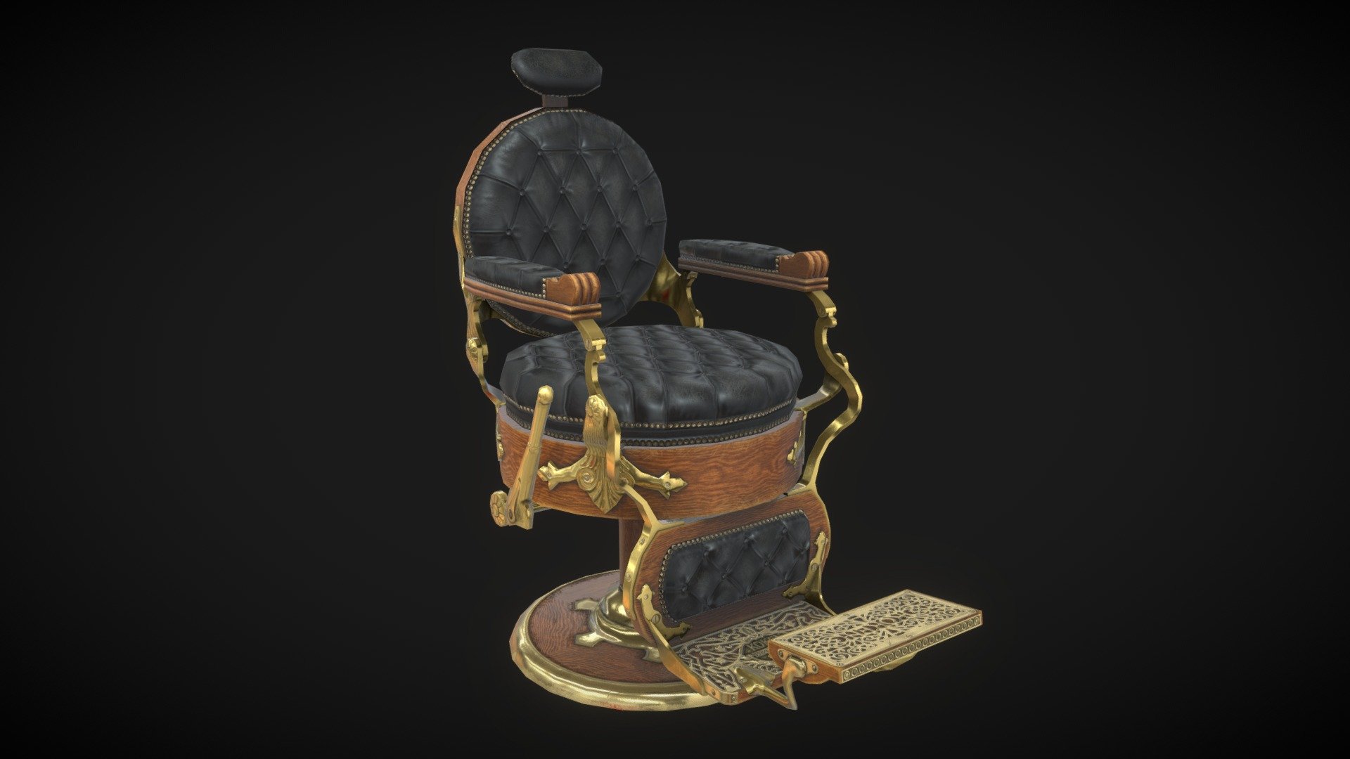 50s style barber chair. Game ready asset. PBR textures at 2048 x 2048 - Barber Chair - Buy Royalty Free 3D model by PaulCarstens 3d model