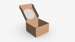 Corrugated Cardboard Box with Window 03 Open storage, square, empty, packaging, template, open, brown, window, cardboard, mockup, corrugated, retail, box, package, blank, 3d, pbr, design
