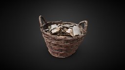 Wicker Basket 3D scan fireplace, food, wooden, basket, picnic, exterior, prop, brown, wicker, fire, skep, wicker-basket, photogrammetry, pbr, lowpoly, 3dscan, wood, interior, pannier