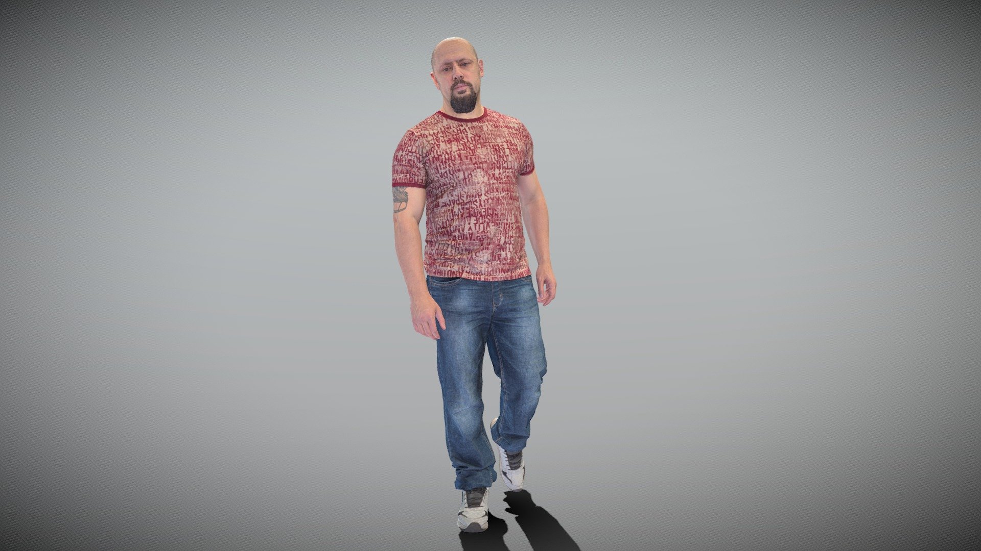 This is a true human size and detailed model of a handsome young man of Caucasian appearance dressed in casual style. The model is captured in casual pose to be perfectly matching to variety of architectural visualization, background character, product visualization e.g. urban installations, city designs, outdoor design presentations, VR/AR content, etc.

Technical specifications:




digital double 3d scan model

150k &amp; 30k triangles | double triangulated

high-poly model (.ztl tool with 4-5 subdivisions) clean and retopologized automatically via ZRemesher

sufficiently clean

PBR textures 8K resolution: Diffuse, Normal, Specular maps

non-overlapping UV map

no extra plugins are required for this model

Download package includes a Cinema 4D project file with Redshift shader, OBJ, FBX, STL files, which are applicable for 3ds Max, Maya, Unreal Engine, Unity, Blender, etc. All the textures you will find in the “Tex” folder, included into the main archive.

3D EVERYTHING - Bald man walking 358 - Buy Royalty Free 3D model by deep3dstudio 3d model