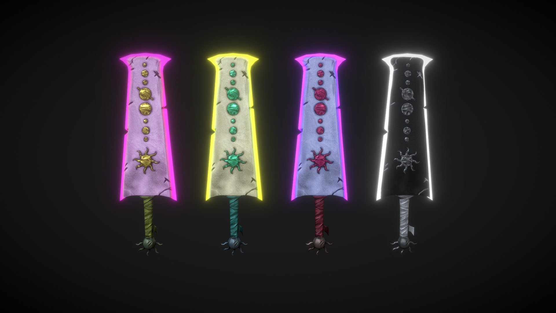 4 versions of a fantasy sword for you to use in your project.
Format: FBX

includes a zip with:
* FBX of all swords
* single sword FBX
* textures of all versions - Astral Sword assets - Download Free 3D model by Hobu (@Hobu_Coffee) 3d model