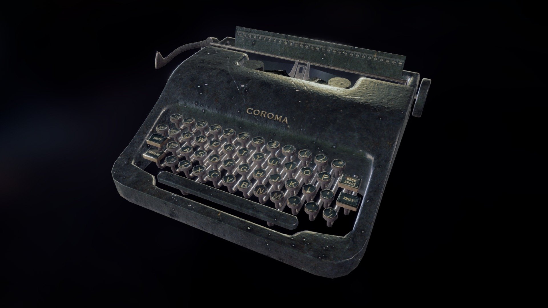 This is an old, weathered typewriter I designed to be game ready. It was made in Maya and Photoshop for Unreal Engine 4 3d model