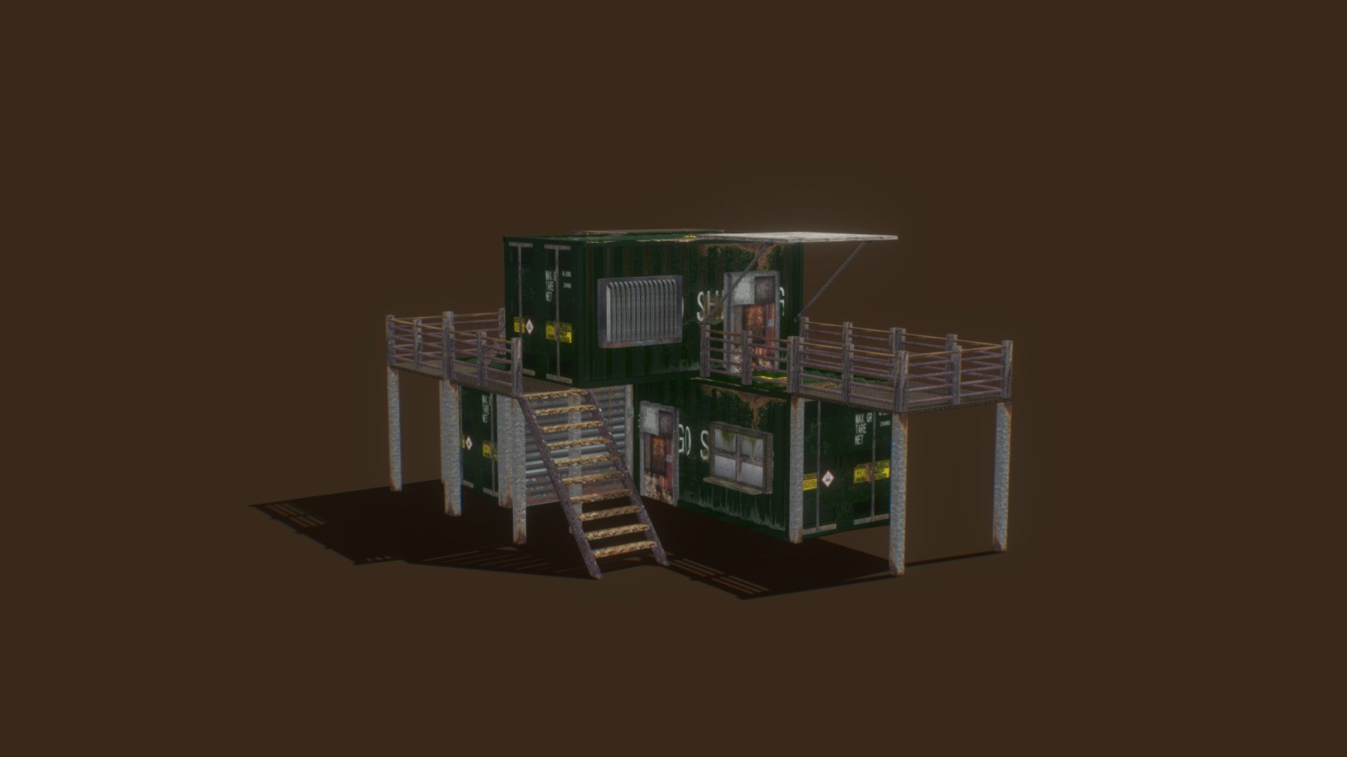 This building was made from my first modpack for my post apocalyptic themed game! - Post Apocalyptic Shipping Container Building - Download Free 3D model by Jackmcm 3d model