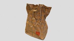 McDonalds Bag object, food, paper, bag, photogrametry, mcdonalds